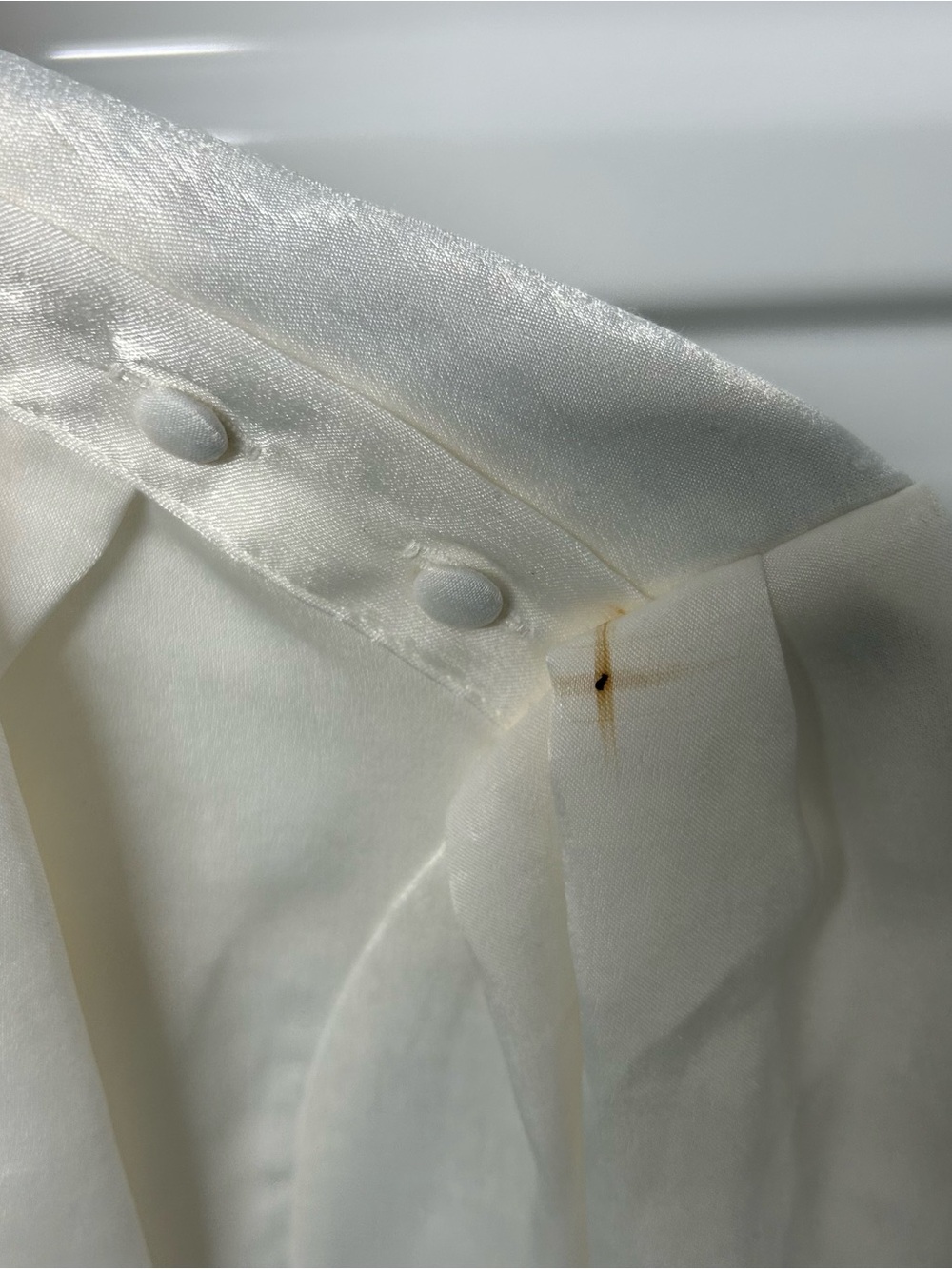 Worthington Cream Satin Tie-Neck Blouse with Shoulder Buttons - Picture 14 of 14